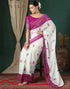 Vasthrlay Georgette Bandhani Unstitched White Saree