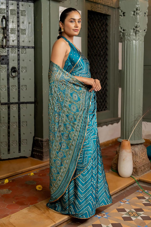Vasthrlay Fashion Georgette Sequins Navy Ethnic Wear