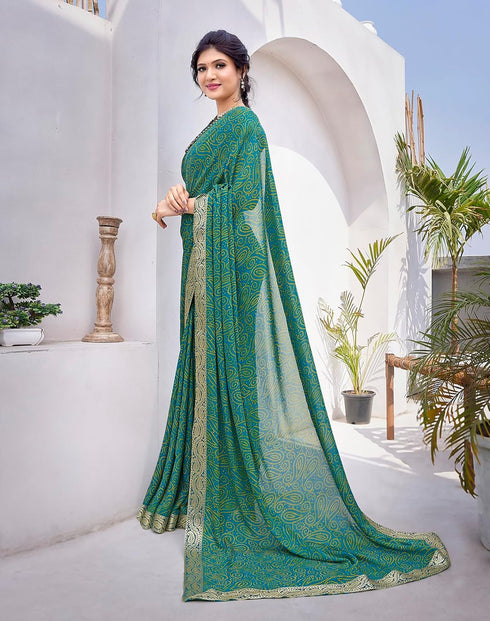 Vasthrlay Georgette Printed Jacquard Material Ethnic Wear
