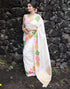 Vasthrlay Womens Jacquard White Saree With Unstitched Blouse Piece