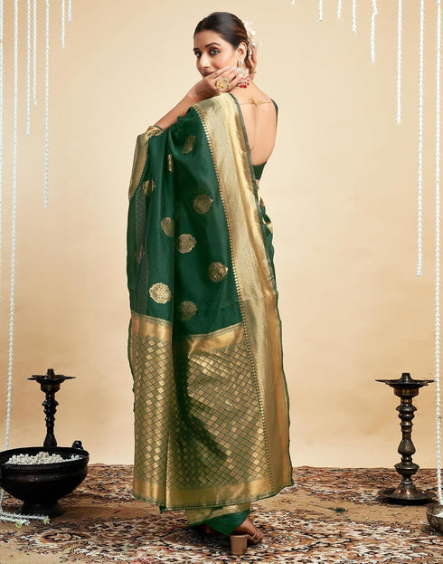 Vasthrlay Womens Banarasi Jacquard Sky Blue Saree