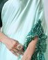 Vasthrlay Printed Kaftan Freehand Light Green Soft Satin Saree