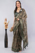 Vasthrlay Rust Striped | Floral | Solid Print Design Linen Saree