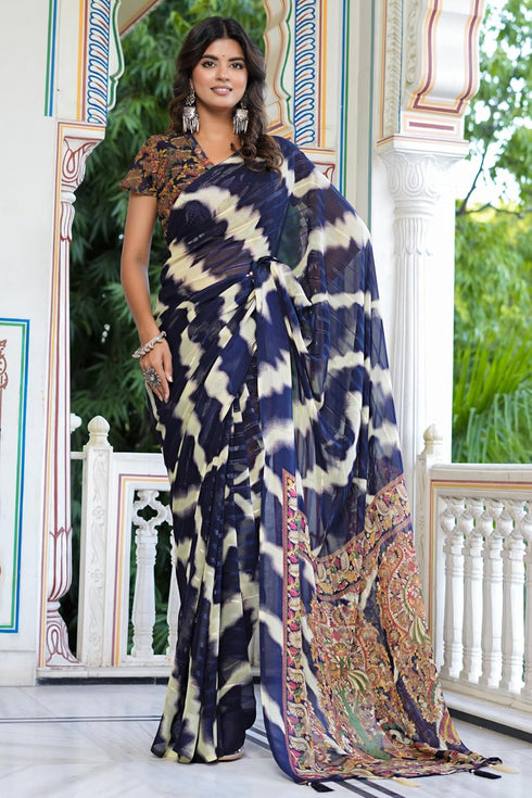 Vasthrlay Fashion Georgette Geometric Printed Ethnic Wear
