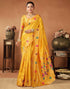 Vasthrlay Womens Paithani Yellow Saree With Unstitched Blouse Piece