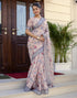 Vasthrlay Womens Printed Unstitched White Saree