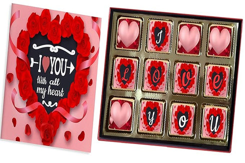 redbakers.in I Love You 12 Chocolate Gift Box & Greeting card