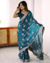 Vasthrlay Scalloped Embroidery Unstitched Lime Green Saree