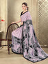 Vasthrlay Womens Printed Mauve Saree With Black Unstitched Blouse Piece