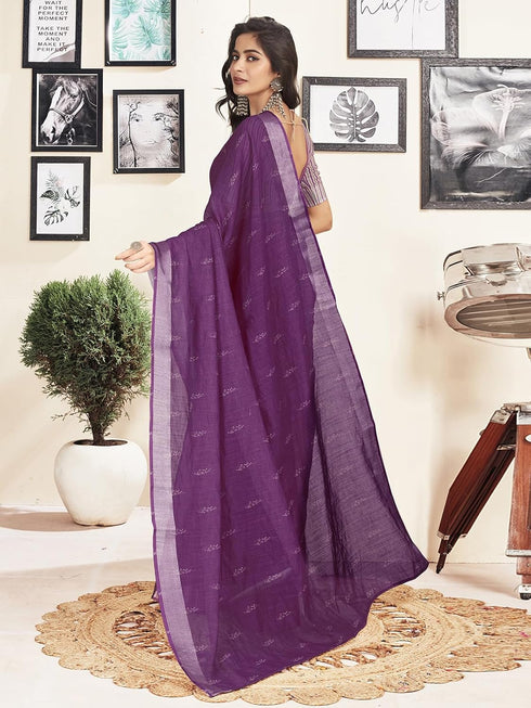 Vasthrlay Womens Printed Unstitched White Saree