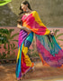Vasthrlay Scalloped Embroidery Multicolour Saree With Unstitched Blouse Piece