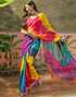 Vasthrlay Scalloped Embroidery Unstitched Lime Green Saree