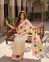 Vasthrlay Chanderi Printed Beige Saree With Multicolour Unstitched Blouse Piece