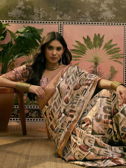 Vasthrlay Printed Weaving Off White Off White Saree