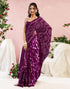 Vasthrlay Womens Printed Unstitched Wine Saree