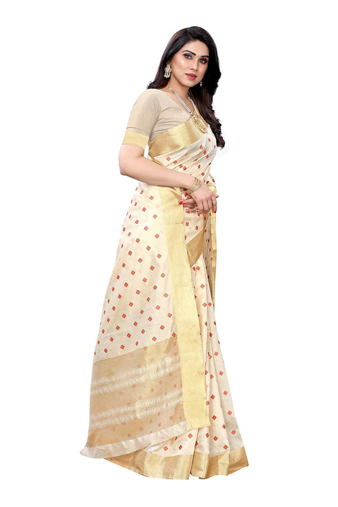 Vasthrlay Kerala Crismistmas Free Size Off White Ethnic Wear