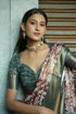 Vasthrlay Maroon Abstract Floral Polyester Saree With Zari Border And Ruched Unstitched Blouse Piece