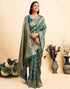 Vasthrlay Womens Banarasi Unstitched Olive Green Saree