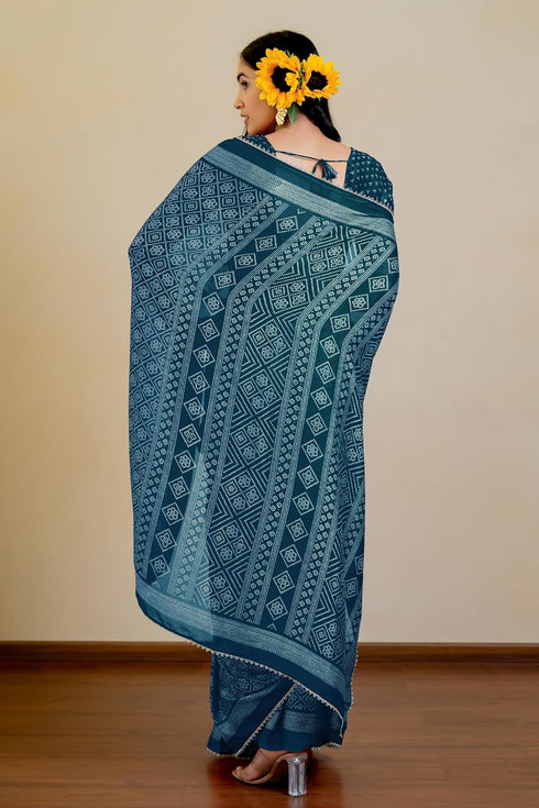 Vasthrlay Fashion Georgette Leheriya Turquoise Ethnic Wear