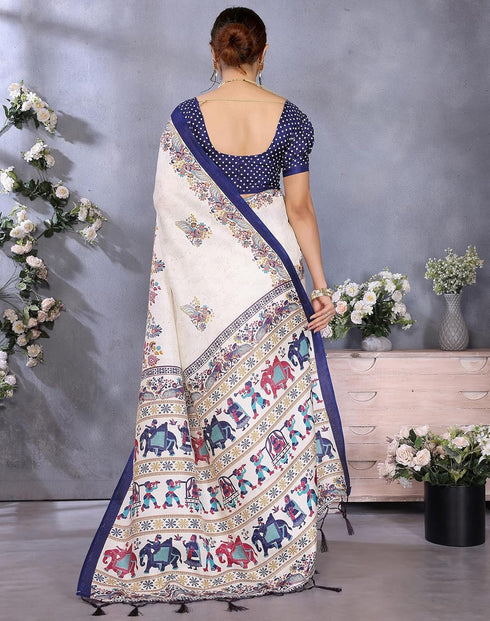 Vasthrlay Printed Unstitched Saree Az Ya Shaadi