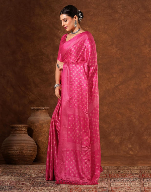 Vasthrlay Womens Printed Unstitched Brown Saree