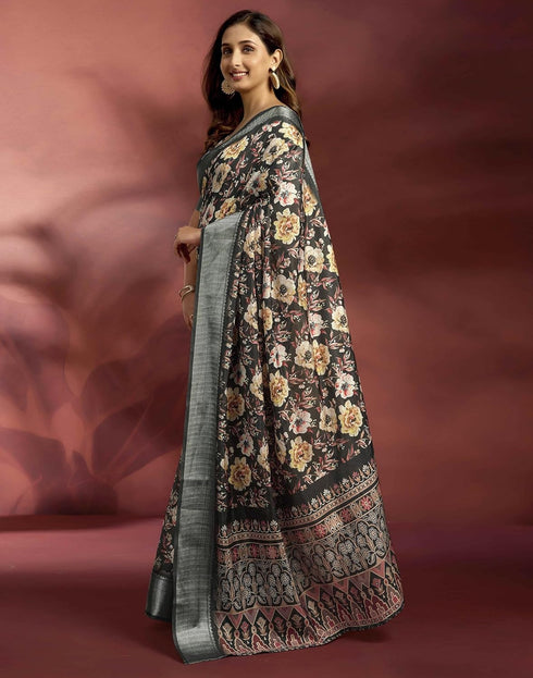 Vasthrlay Banglori Printed Unstitched Peach Saree
