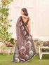 Vasthrlay Womens Printed Unstitched Sage Green Saree