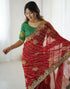 Vasthrlay Georgette Embroidery Red1 Saree With Unstitched Blouse Piece