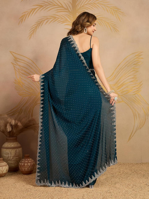 Vasthrlay Siroski Unstitched Morpeach Ethnic Wear