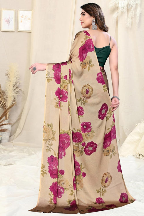 Vasthrlay Fashion Chiffon Printed Grey Ethnic Wear