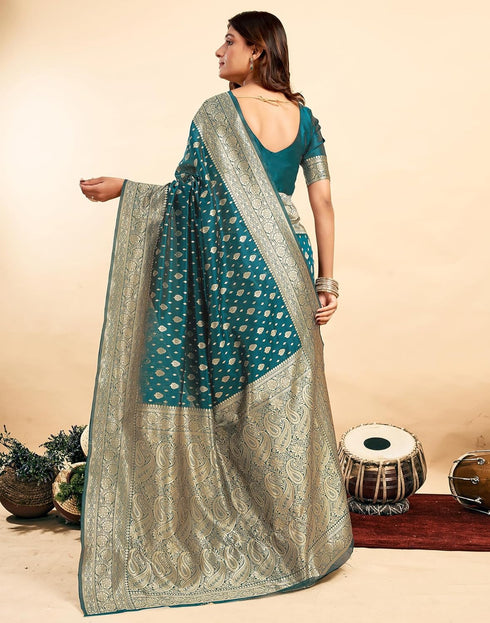 Vasthrlay Kanjivaram Banarasi Wedding Light Green Saree