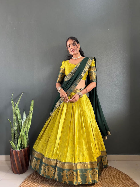 Vasthrlay Traditional Banarasi Contrasting Lemonrama