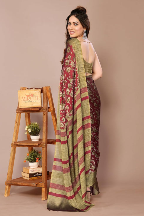 Vasthrlay Fashion Chiffon Printed Navy Ethnic Wear