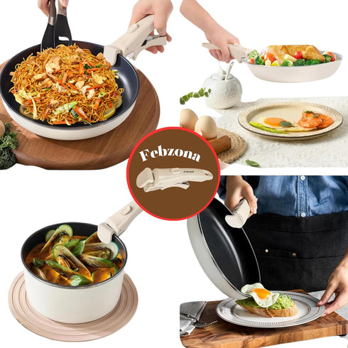 Febzona Universal Detachable Pot Handle | Clip-On Holder for Hot Cookware