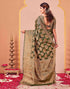 Vasthrlay Kanjivaram Jacquard Unstitched Rama Green Saree