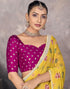 Vasthrlay Georgette Embroidery Unstitched Turmeric Yellow Saree
