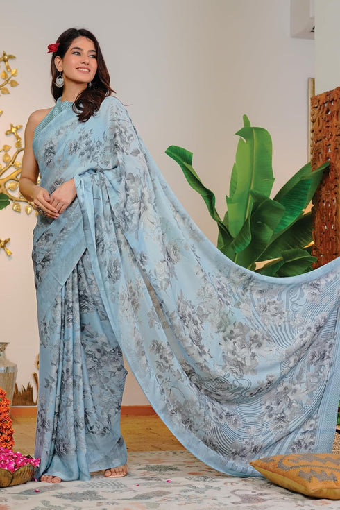 Vasthrlay Fashion Chiffon Georgette Coral Ethnic Wear