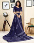 Vasthrlay Womens Printed Unstitched Dark Green Saree