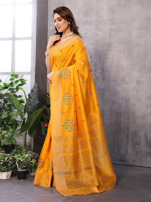 VasthrlayBoarder Embroidered Unstitched Gold Free Ethnic Wear
