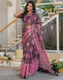 Vasthrlay Womens Printed Unstitched Purple Saree
