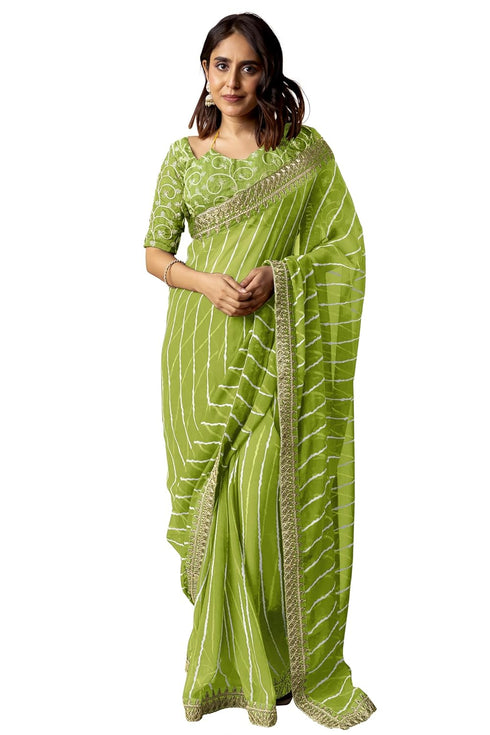 Vasthrlay Fashion Georgette Leheriya Printed Ethnic Wear