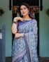 Vasthrlay Turquoise Floral Embroidered Saree