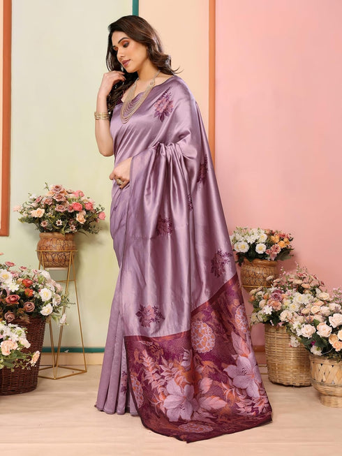 VasthrlayKanjivaram Banarasi Unstitched Mustard Free Ethnic Wear