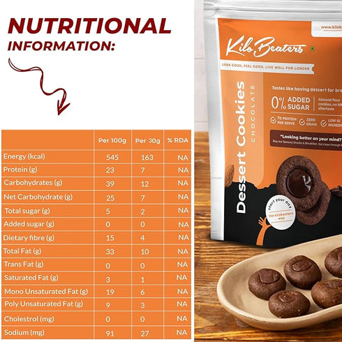 Kilobeaters Keto Friendly Chocolate Dessert Healthy Diet Cookies Biscuits