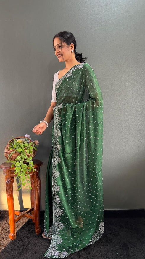 Vasthrlay Designer Georgette Border Traditional