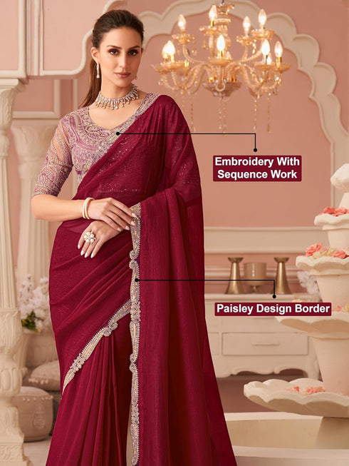 Vasthrlay Embroidery Unstitched Purple Ethnic Wear