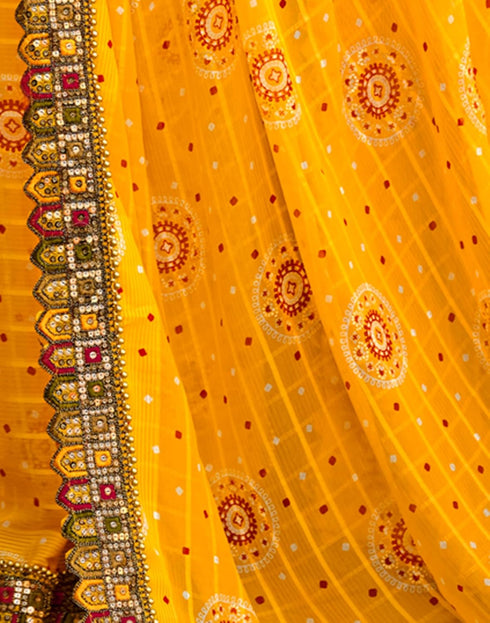 Vasthrlay Georgette Embroidery Unstitched Red Saree