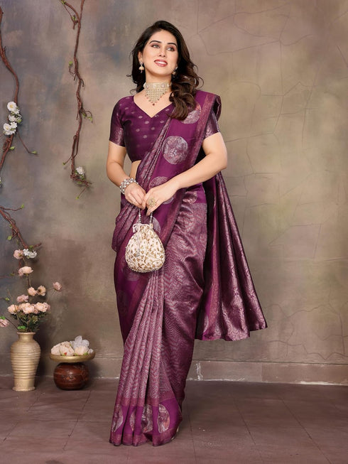 Vasthrlay Kanjeevaram Silk Unstitched Snake Ethnic Wear