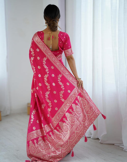 Vasthrlay Banarasi Weaving Unstitched Blue Saree
