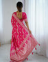 Vasthrlay Banarasi Weaving Rani Pink Saree With Unstitched Blouse Piece